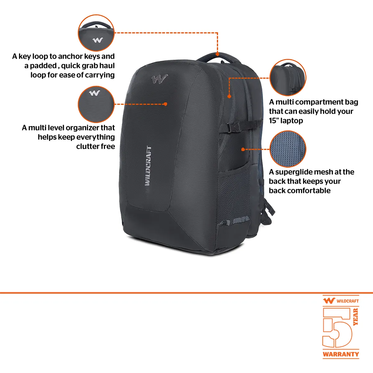 Wildcraft Trident 3 Laptop Backpack - Image 4